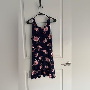 One Clothing Navy Blue with Pink Floral Print Minidress Size Large